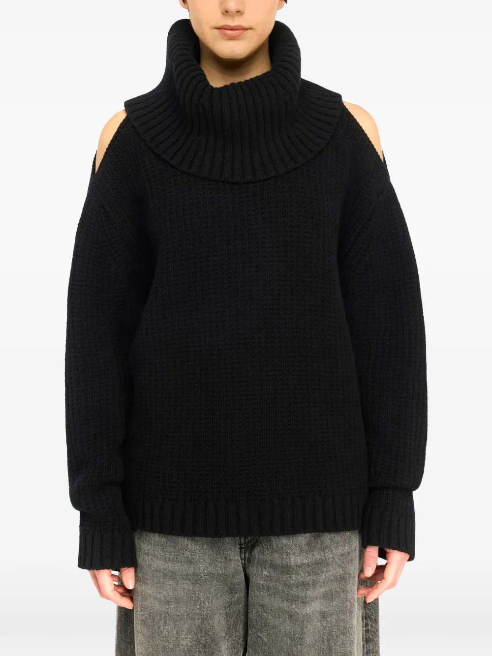 Semicouture Totty cold-shoulder roll-neck sweater Zwart