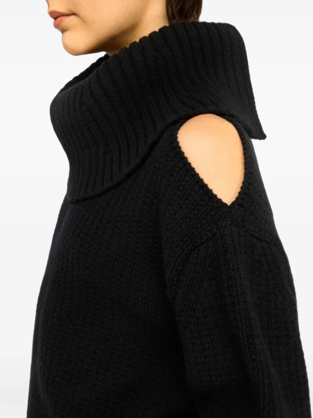 Semicouture Totty cold-shoulder roll-neck sweater Zwart