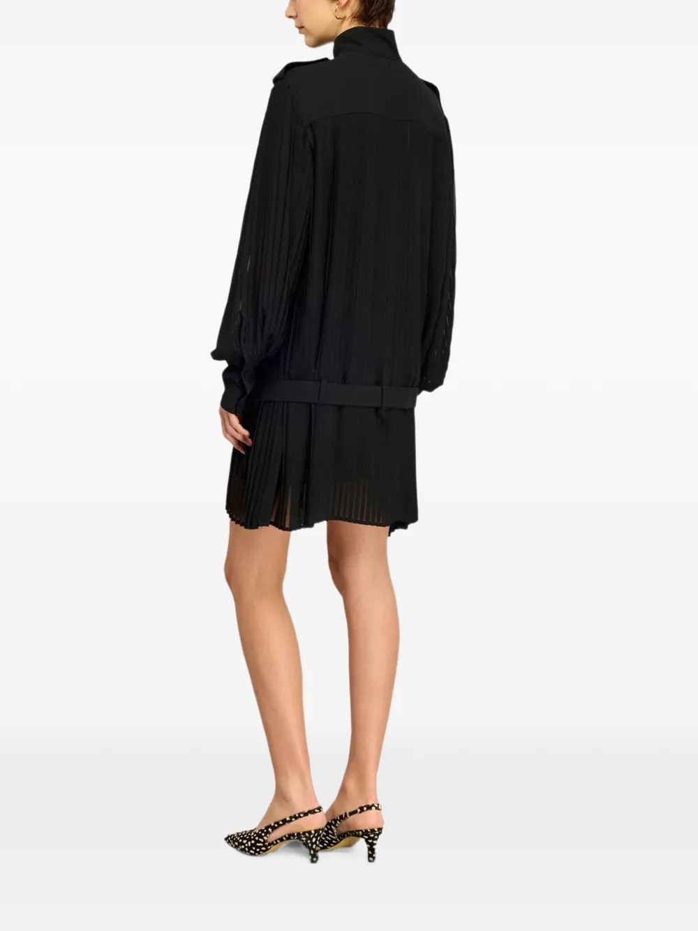 Semicouture Mini-jurk met plooirok en ceintuur Zwart