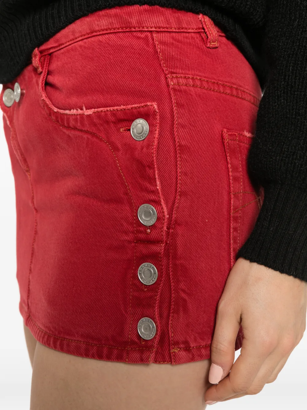 ISABEL MARANT Ralma button-detailed denim mini skirt Rood