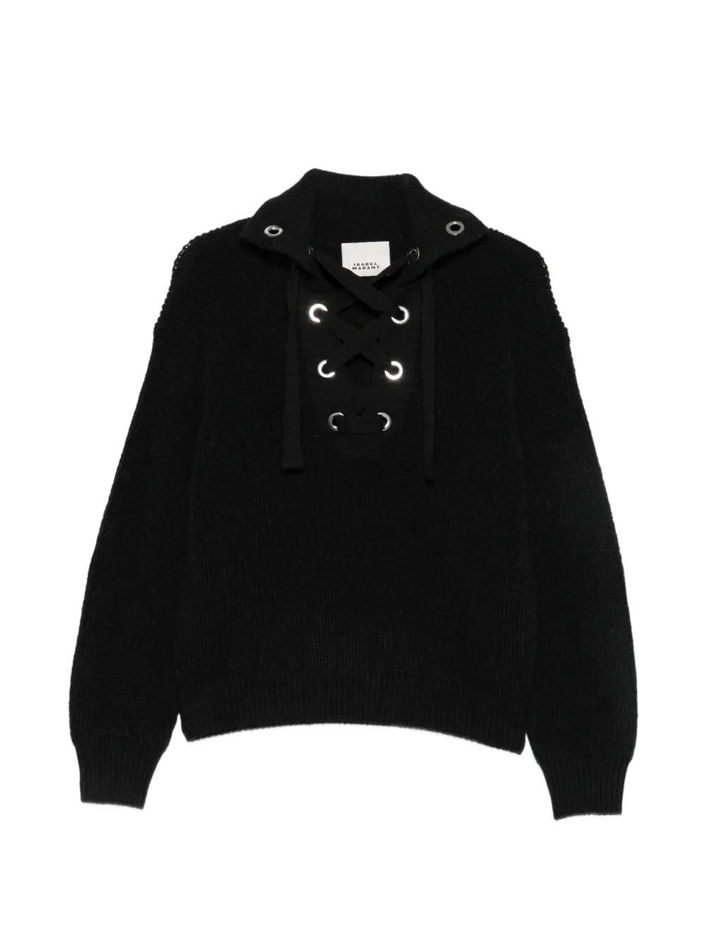 ISABEL MARANT Ydalia lace-up ribbed sweater Zwart