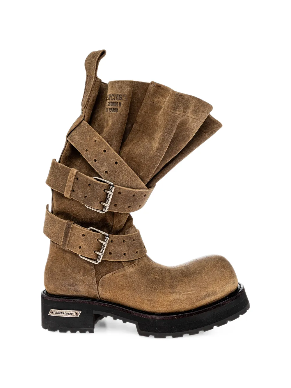 Balenciaga Venom boots in tan waxed suede - Marrone