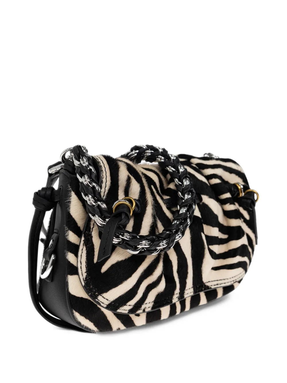 ISABEL MARANT Bolton XS zebra-print shoulder bag Zwart