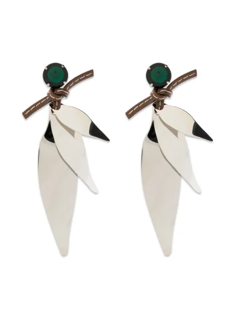 Marni crystal-embellished leaf-pendant earrings