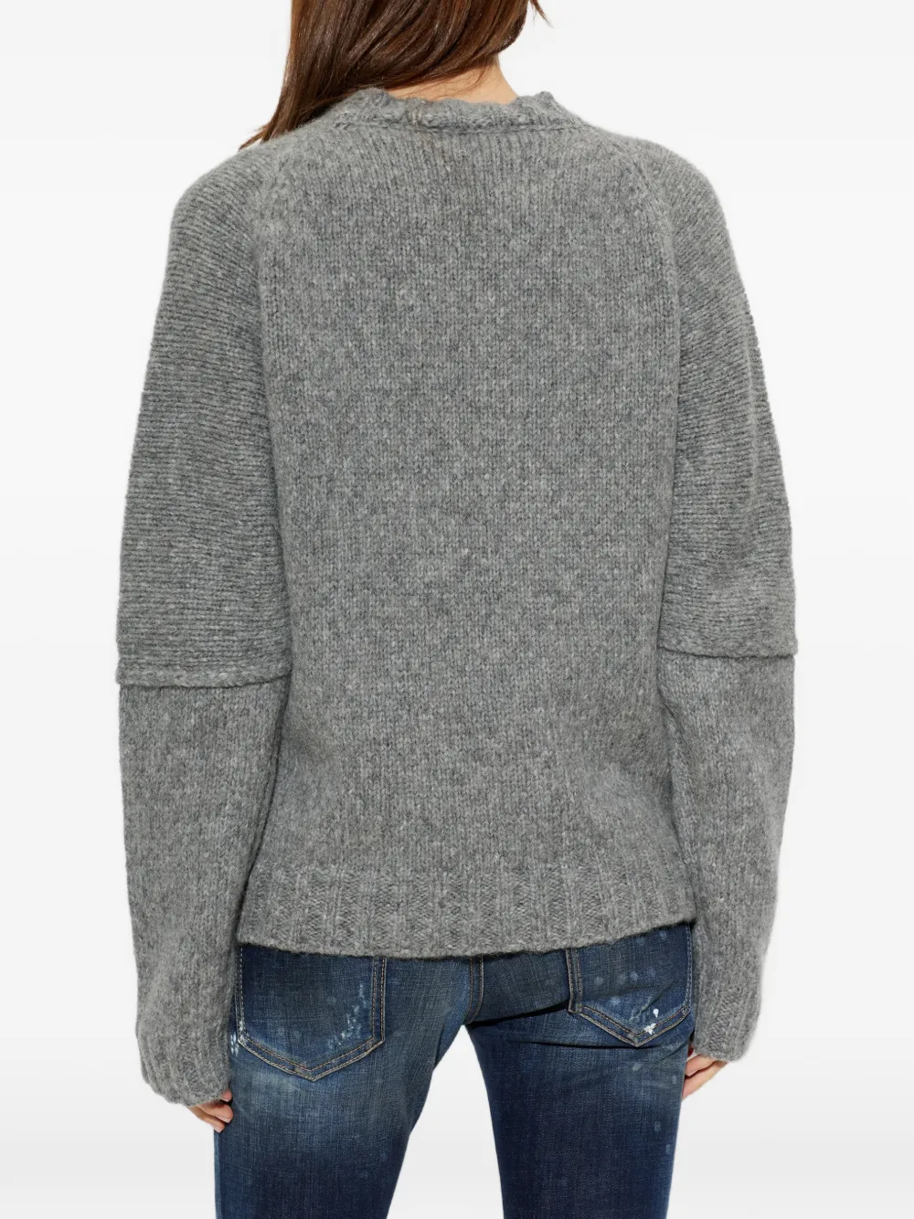 DSQUARED2 logo-patch ribbed-knit sweater Grijs
