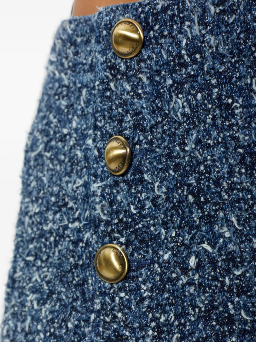 Michael Kors denim miniskirt with Russian stitch detail Blauw