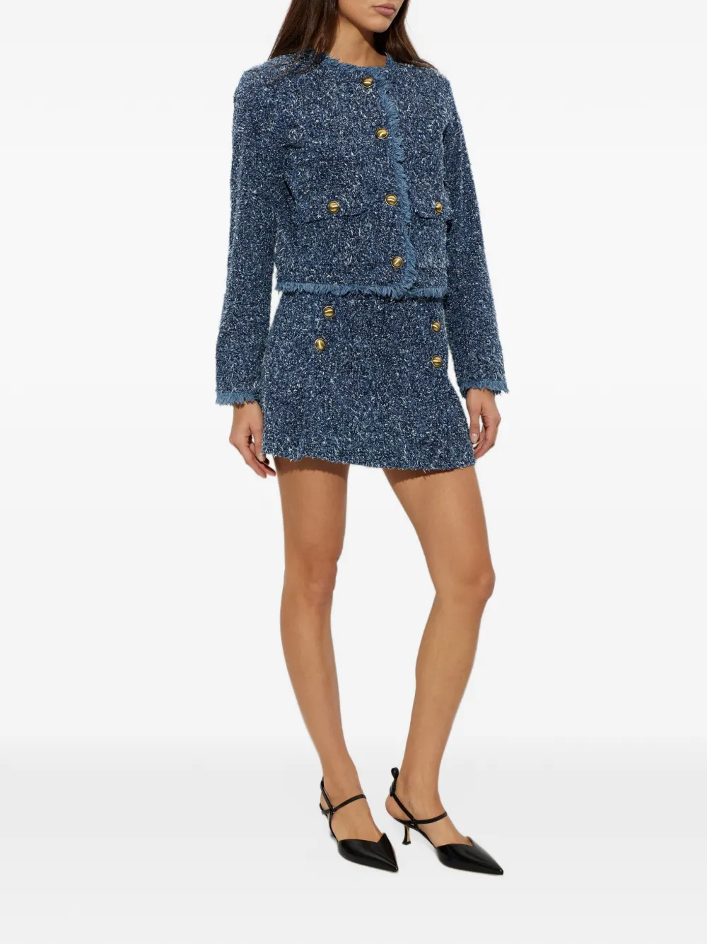 Michael Kors denim miniskirt with Russian stitch detail Blauw