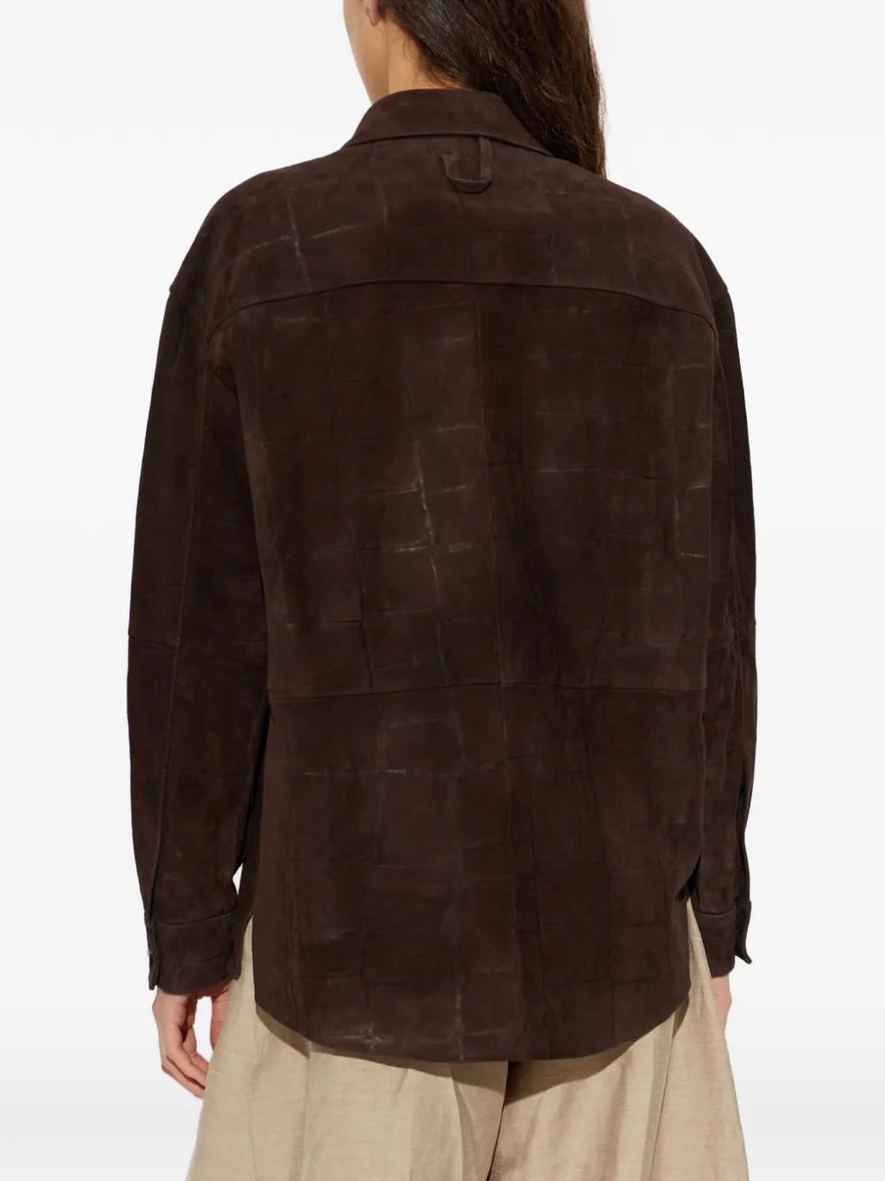 Jacquemus The Croco leather shirt Bruin