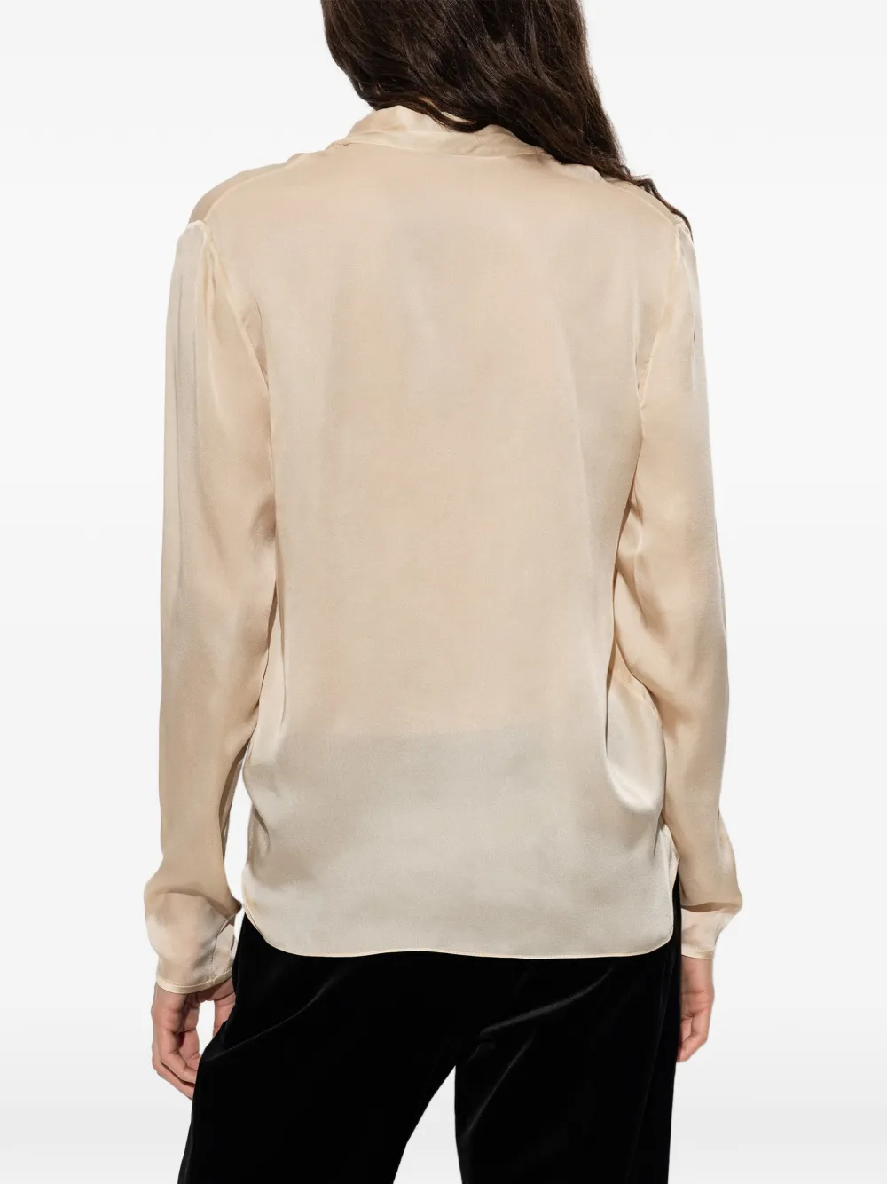 Balmain pussy-bow silk top Beige