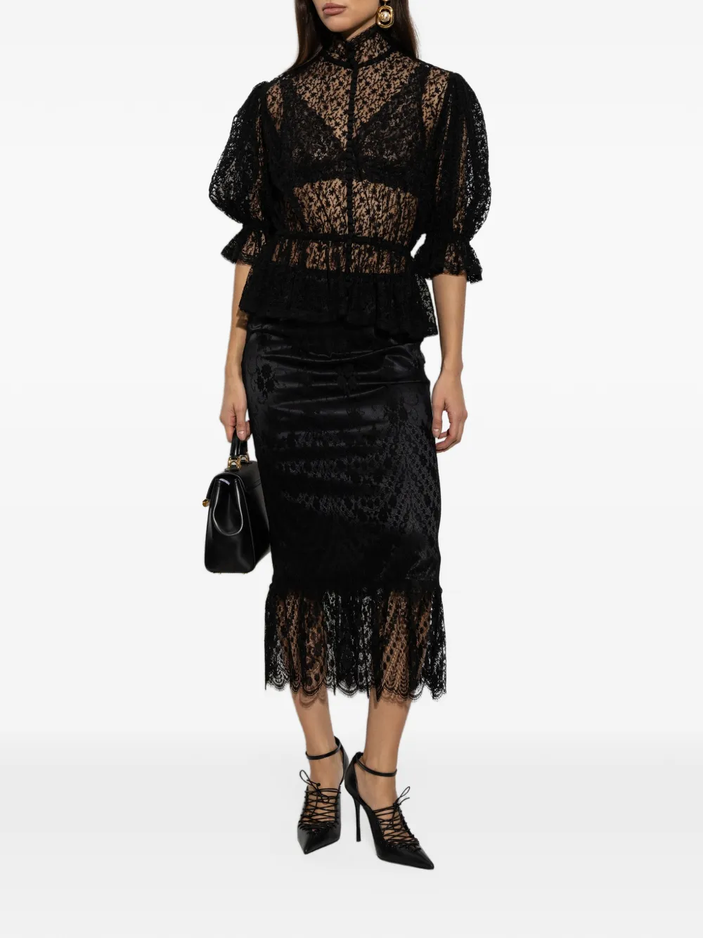 Dolce & Gabbana Chantilly lace skirt Zwart