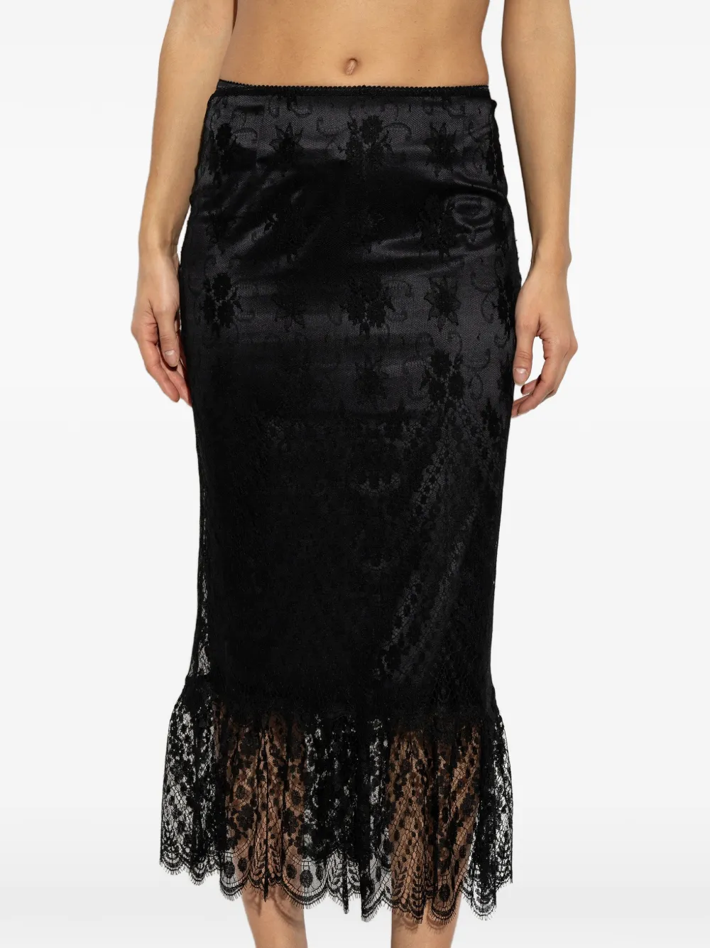Dolce & Gabbana Chantilly lace skirt Zwart