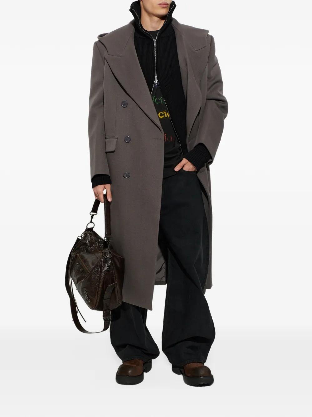 Balenciaga hooded tailor coat in smoke Grijs