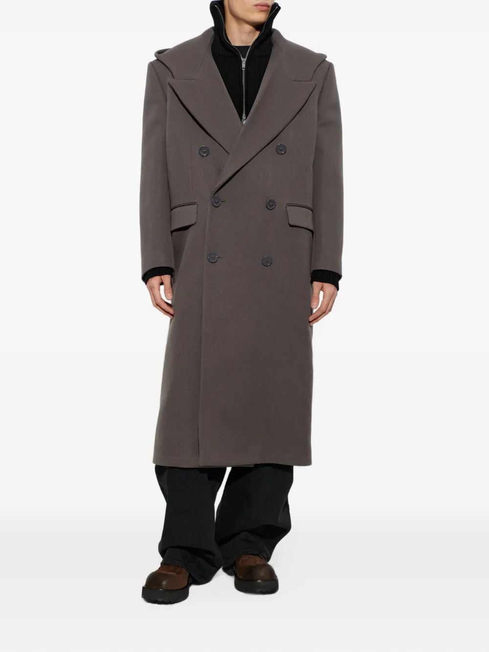 Balenciaga hooded tailor coat in smoke Grijs