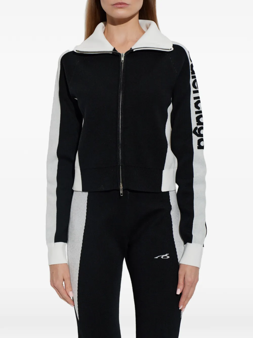Balenciaga logo-intarsia cardigan Zwart