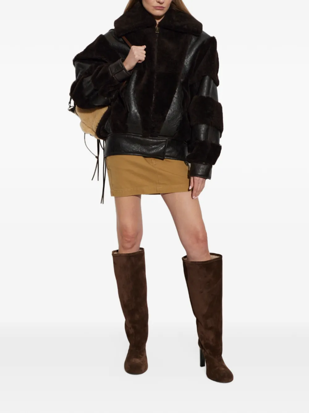 Balenciaga high collar jacket in brown Bruin