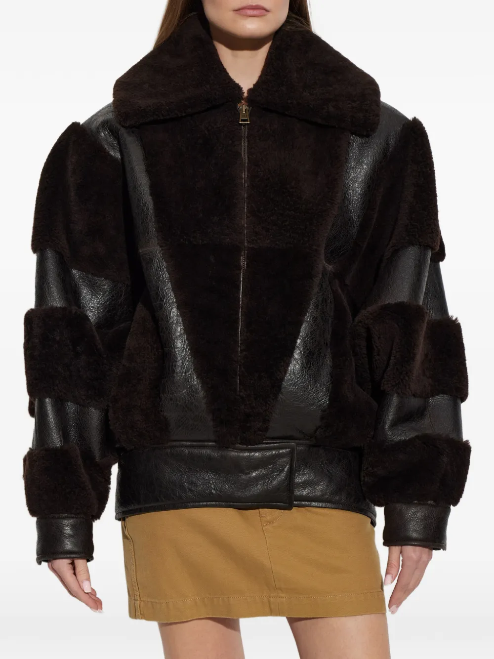 Balenciaga high collar jacket in brown Bruin