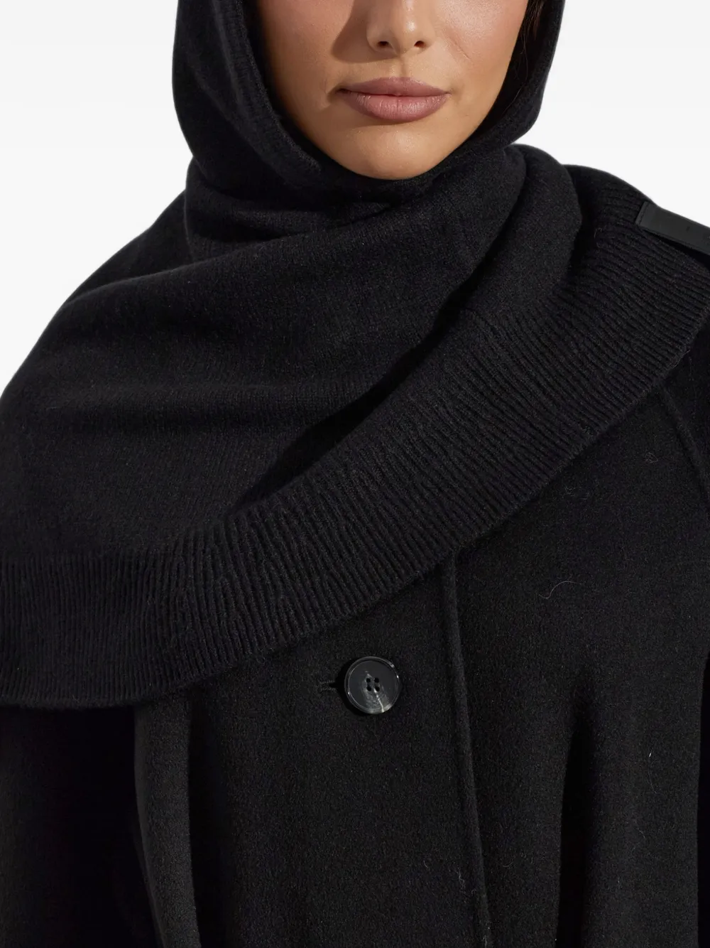 IRO ribbed-knit hooded cape scarf Zwart