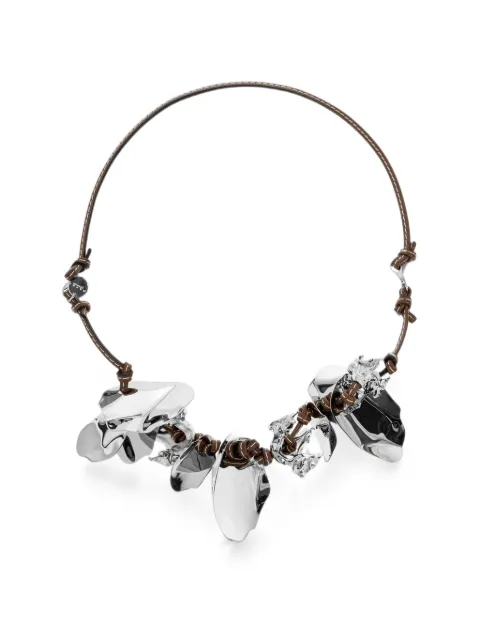 Marni leather-cord abstract-pendant necklace