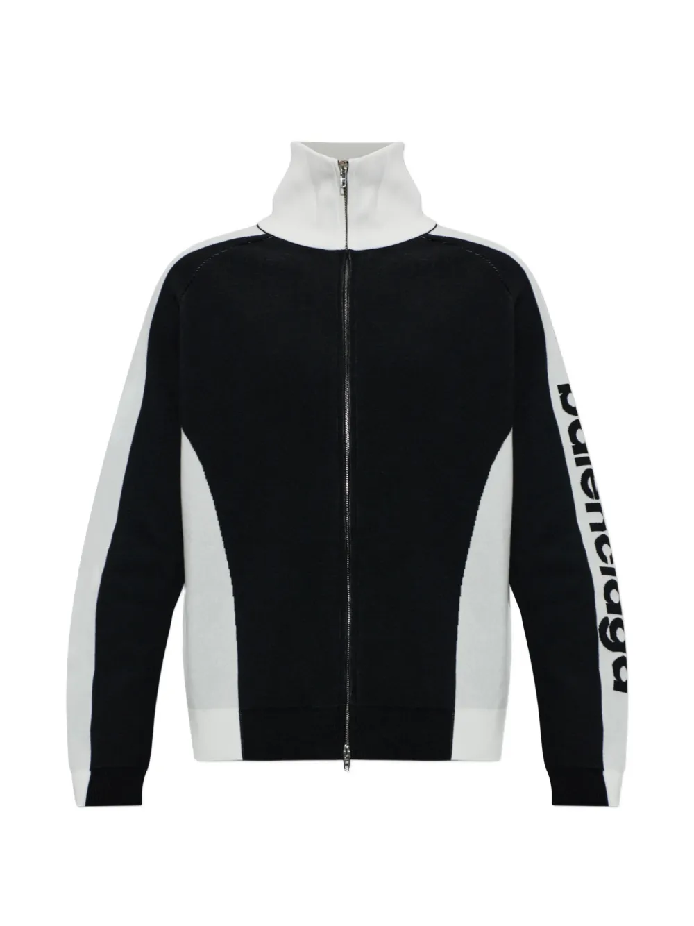 Balenciaga logo-intarsia colour-block cardigan - Nero