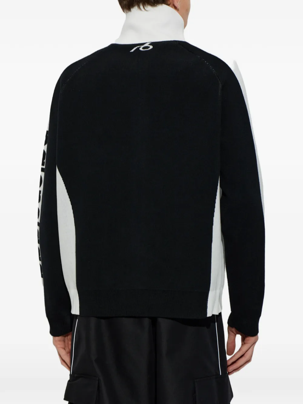 Balenciaga logo-intarsia colour-block cardigan Zwart