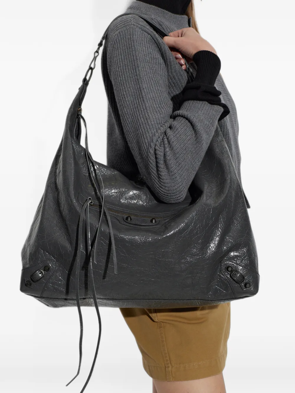 Balenciaga Le City bag large in volcanic rock Grijs
