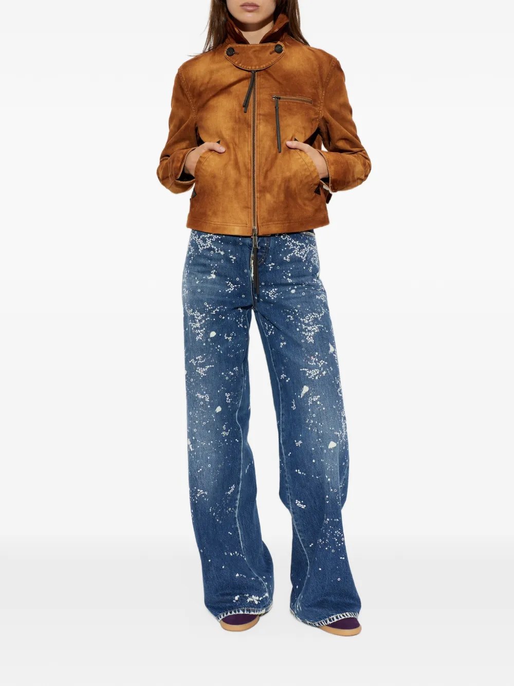 DSQUARED2 high-neck denim jacket Bruin