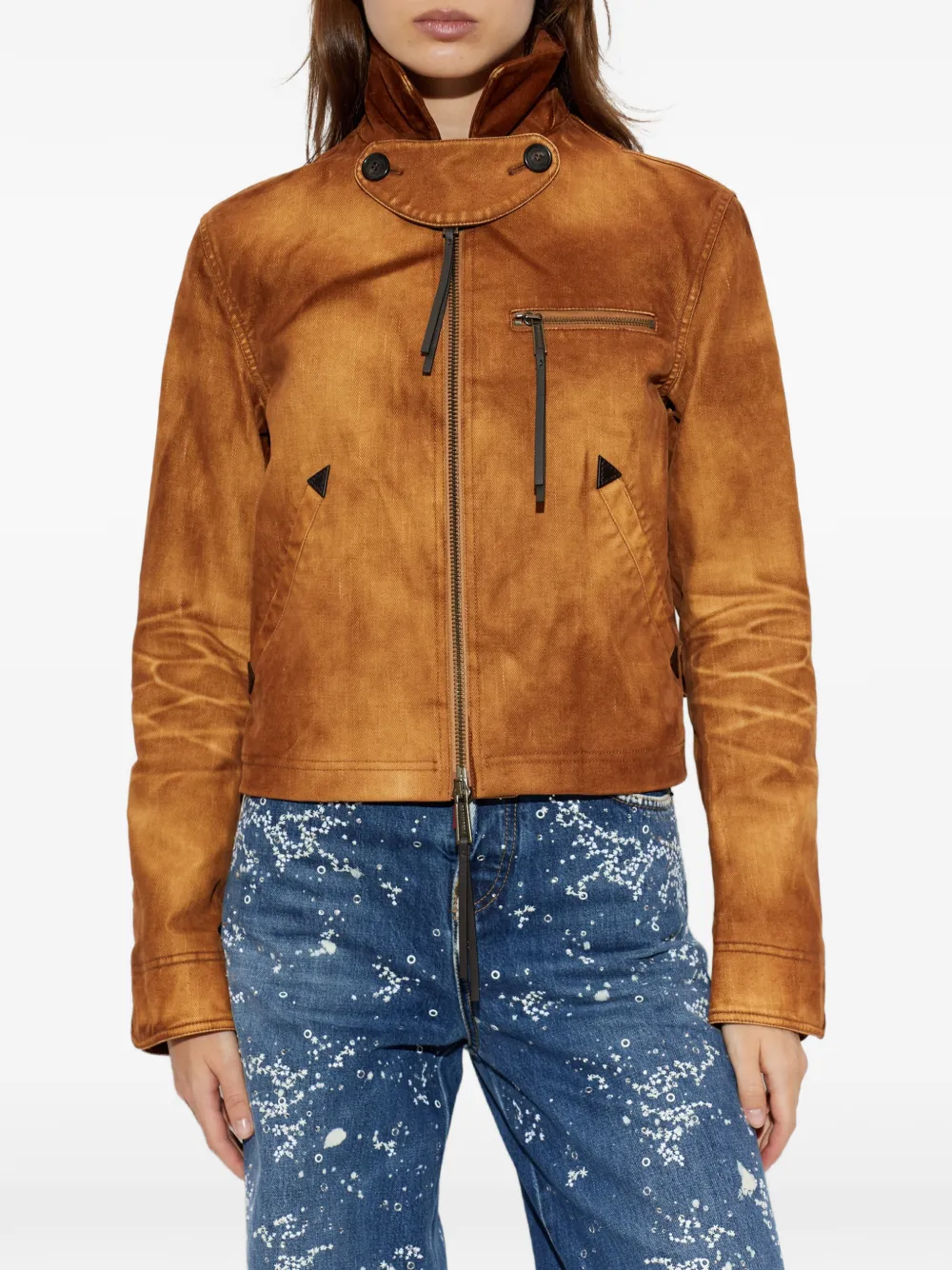 DSQUARED2 high-neck denim jacket Bruin