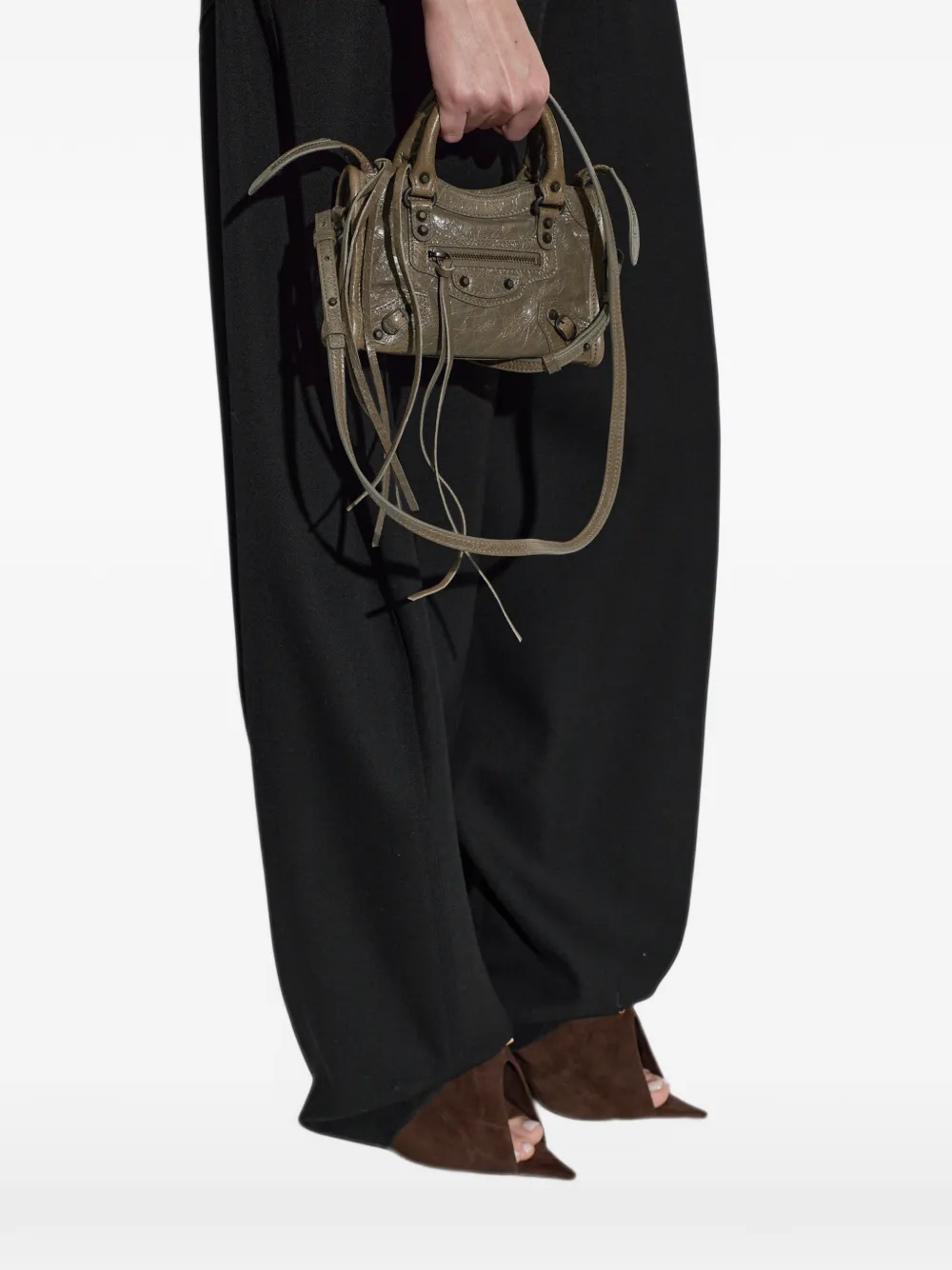Balenciaga Le City bag nano in army green Grijs