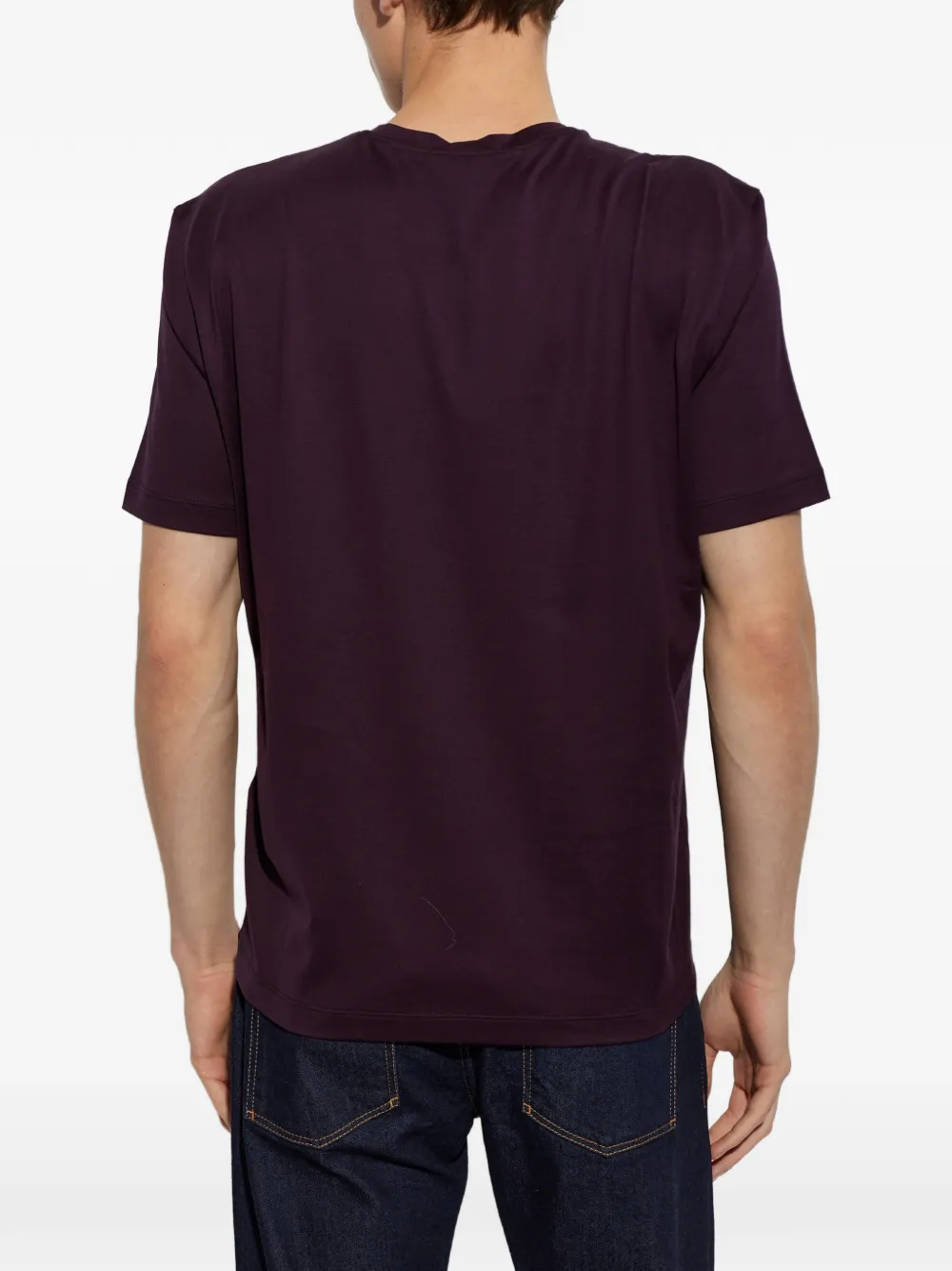 Giorgio Armani logo-embroidered T-shirt Paars