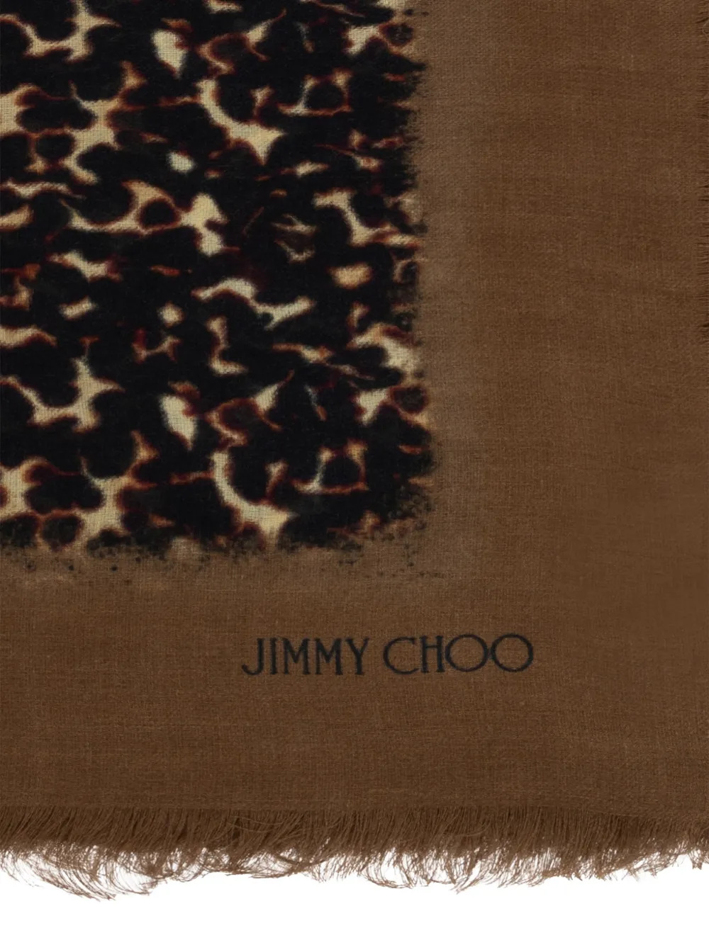 Jimmy Choo leopard-print logo-print scarf Bruin