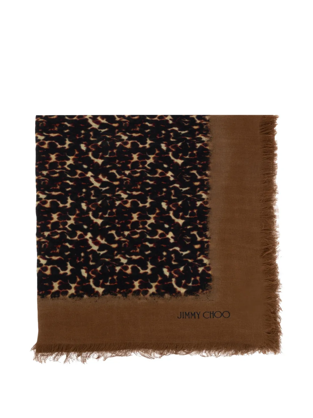 Jimmy Choo leopard-print logo-print scarf - Marrone