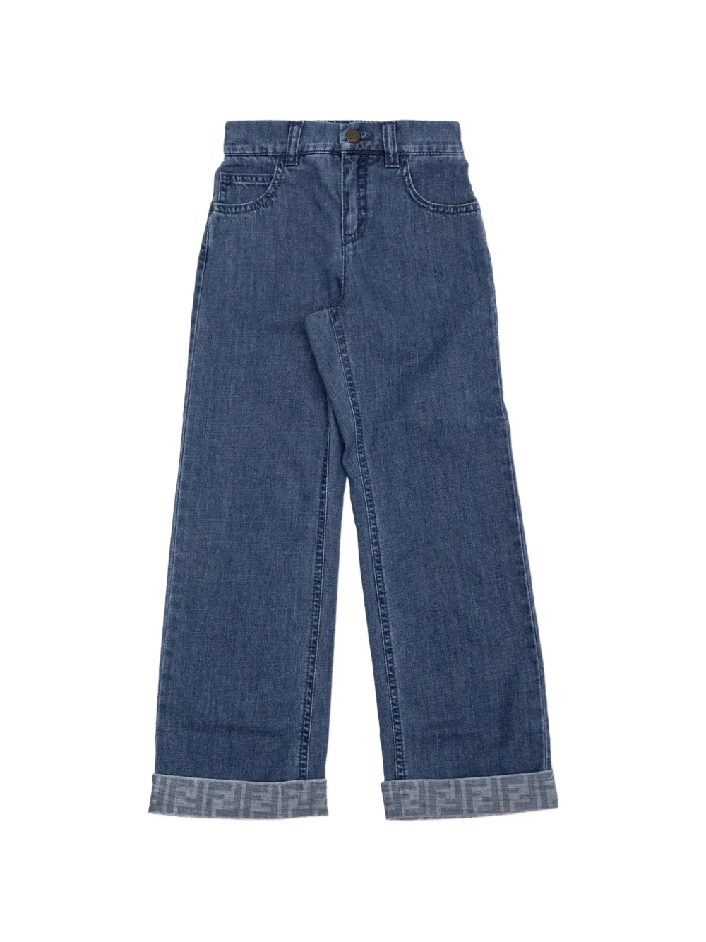Fendi Kids embroidered-logo jeans Blauw