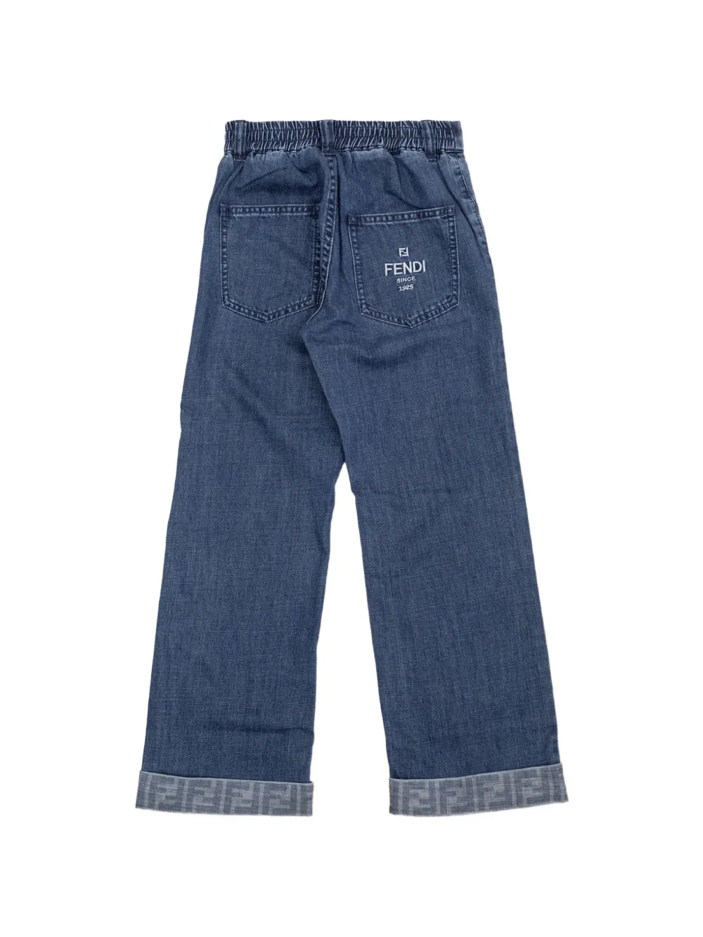 Fendi Kids embroidered-logo jeans Blauw