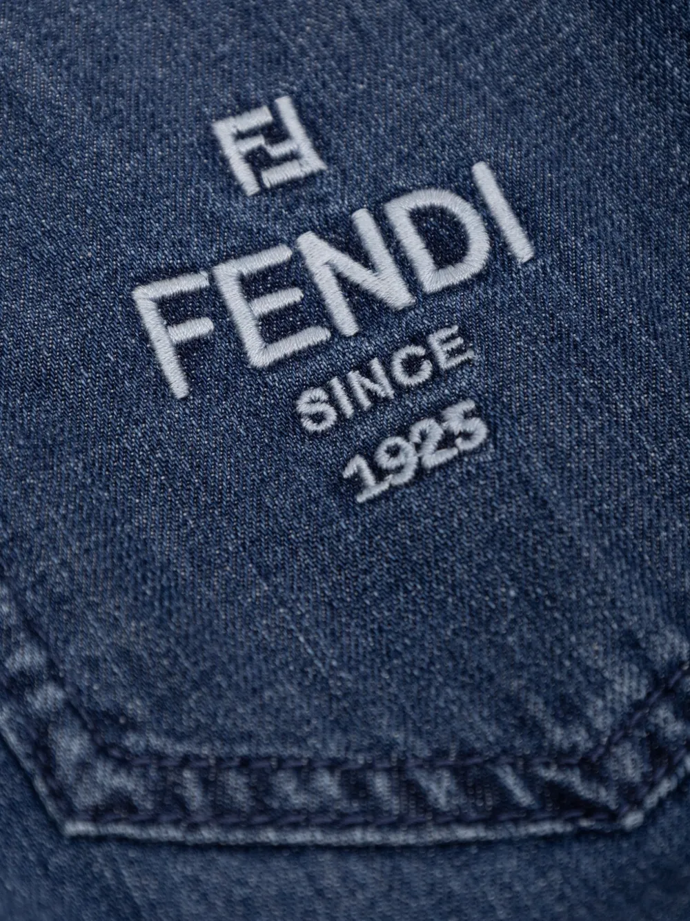 Fendi Kids embroidered-logo jeans Blauw