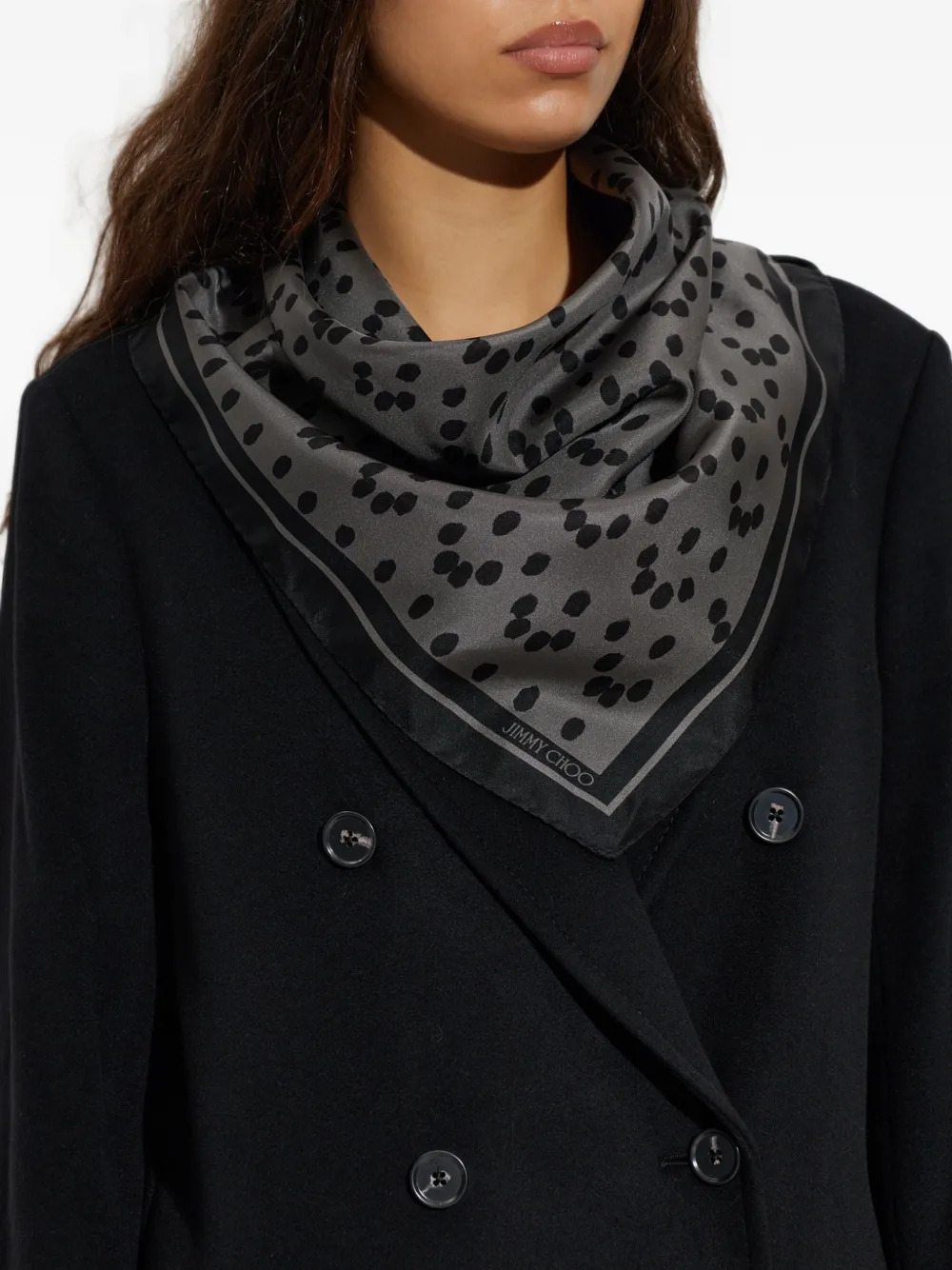 Jimmy Choo Silk patterned scarf Grijs