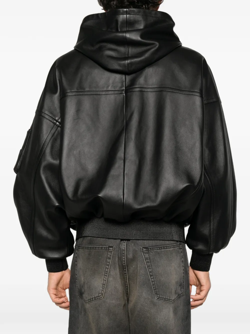 Balenciaga hooded leather jacket Zwart