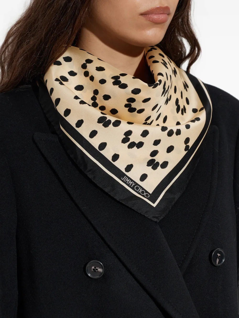 Jimmy Choo polka-dot silk scarf Beige