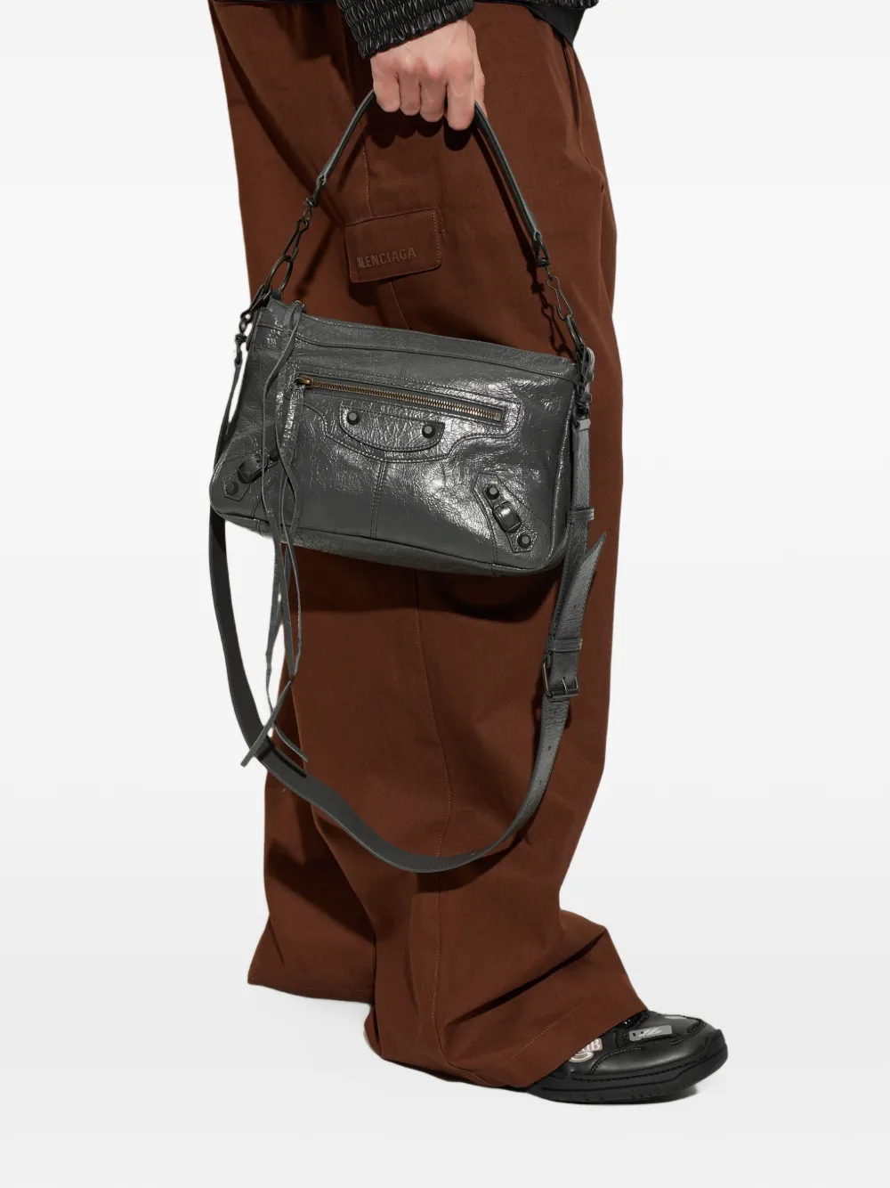 Balenciaga Le City Moto bag small in volcanic rock Grijs