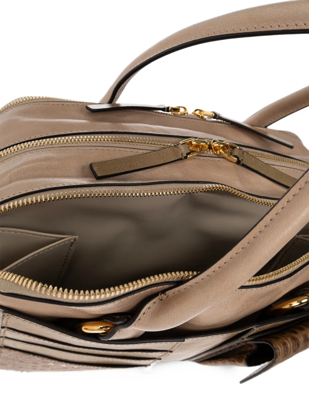 Marni croc-effect panelled leather tote bag Bruin