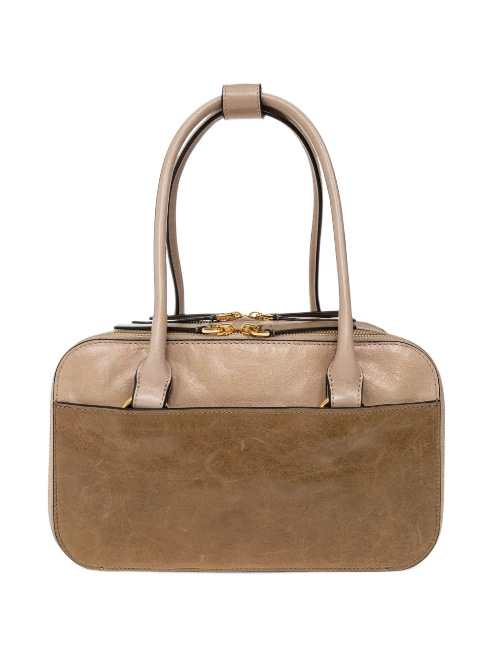 Marni croc-effect panelled leather tote bag Bruin