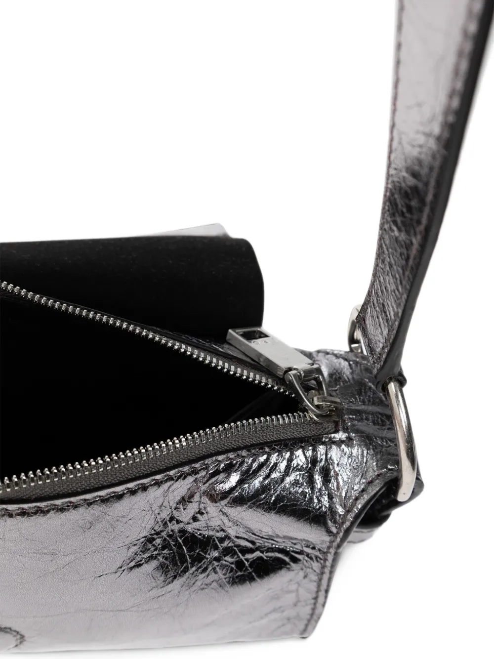 IRO Loop metallic leather shoulder bag Zilver