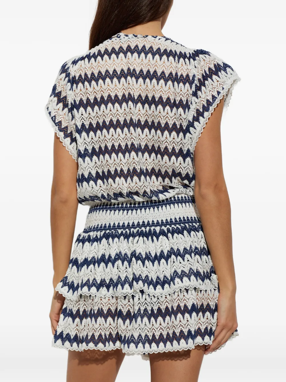 Melissa Odabash Remi chevron tiered mini dress Wit