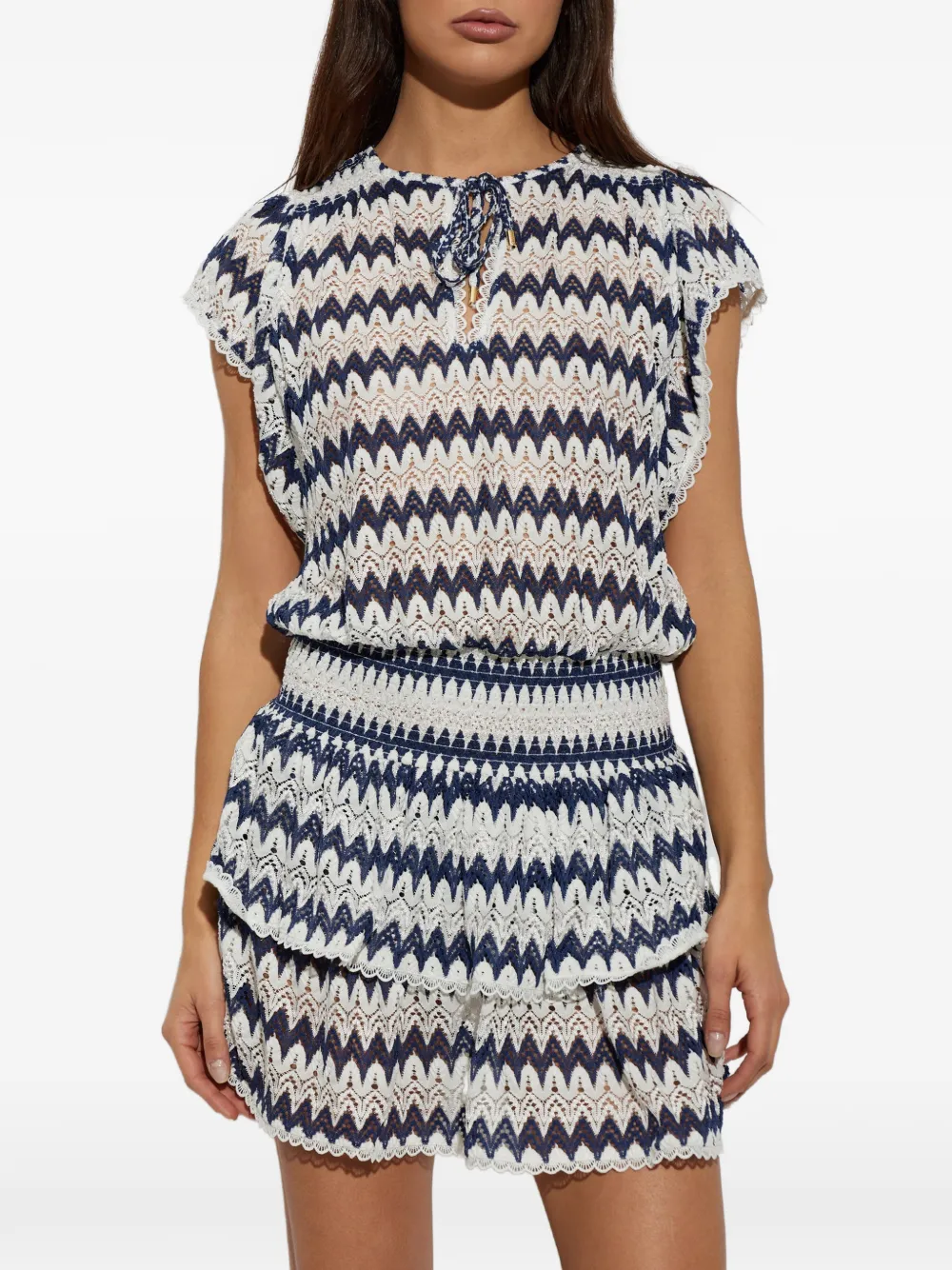 Melissa Odabash Remi chevron tiered mini dress Wit