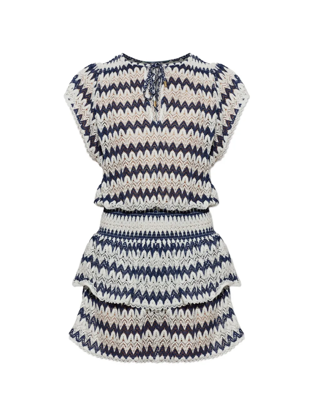 Melissa Odabash Remi chevron tiered mini dress - White