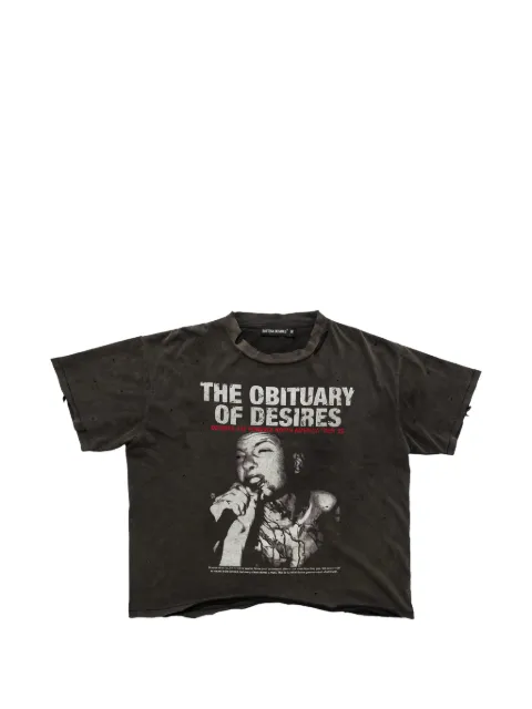 Bottega Desires Obituary distressed graphic-print T-shirt