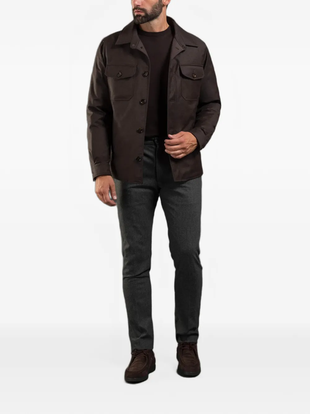 Moorer quilted-lining layered-detail jacket Bruin