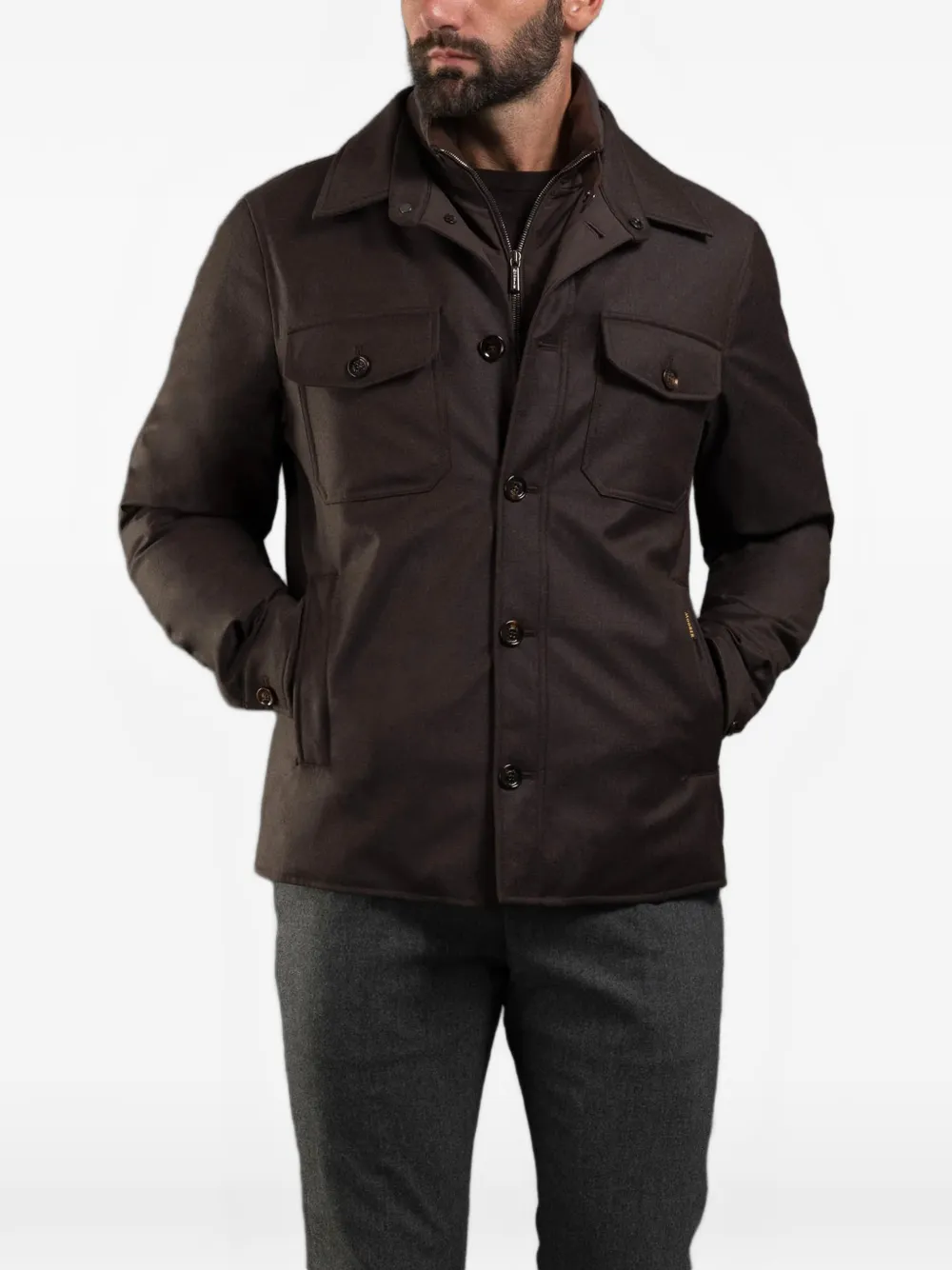 Moorer quilted-lining layered-detail jacket Bruin