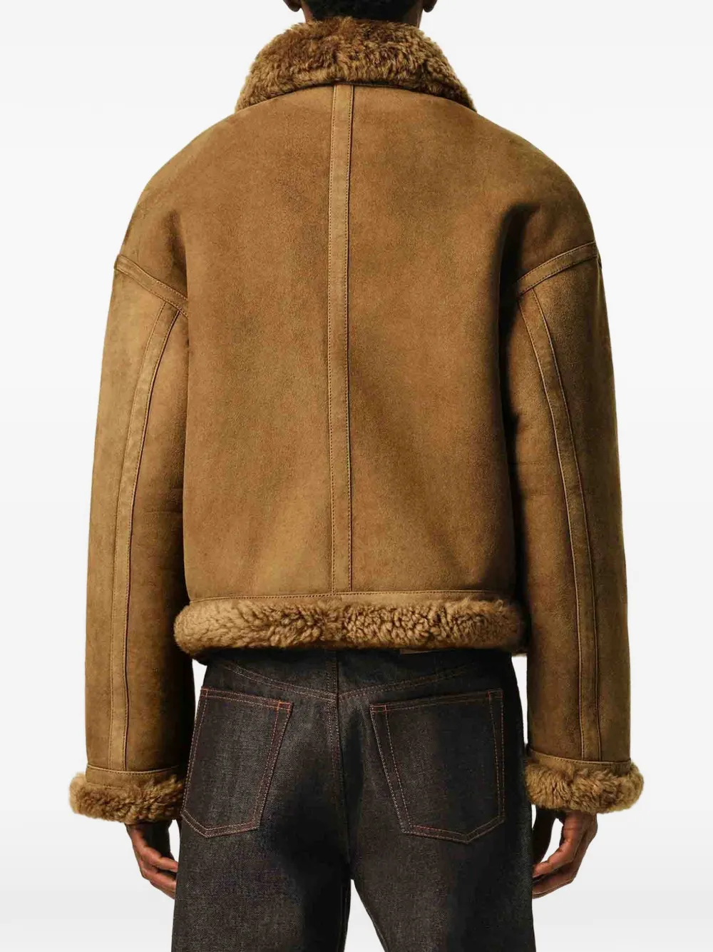 AMI Paris shearling buckle-collar jacket Bruin