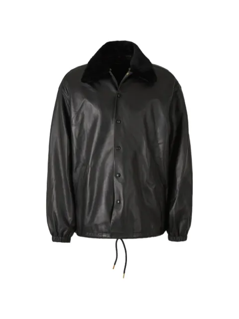Willy Chavarria fur-collar leather jacket