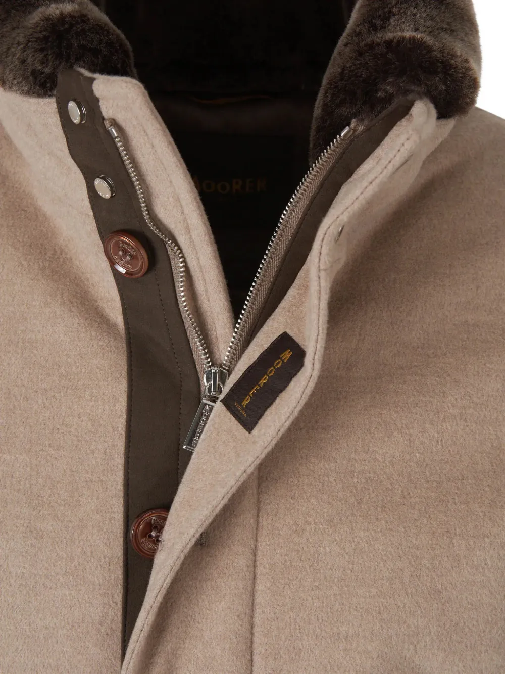 Moorer Levion ribbed-knit panelled jacket Beige